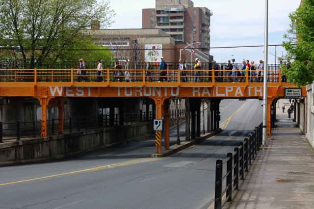 West Toronto Railpath: The bridge over Bloor Street, Jane's Walk 2010