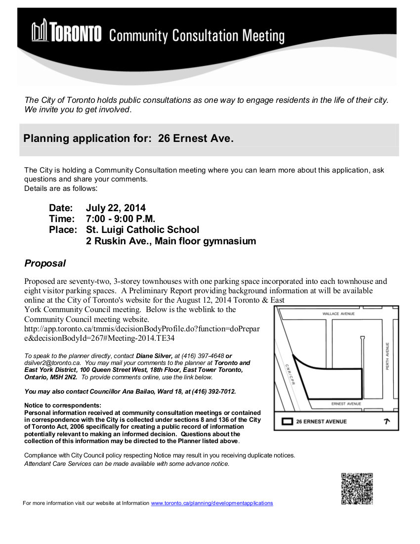 Planning Application for 26 Ernest Ave.