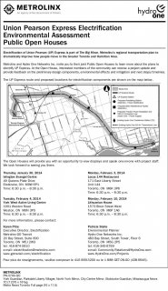 Union Pearson Express Electrification EA Open Houses