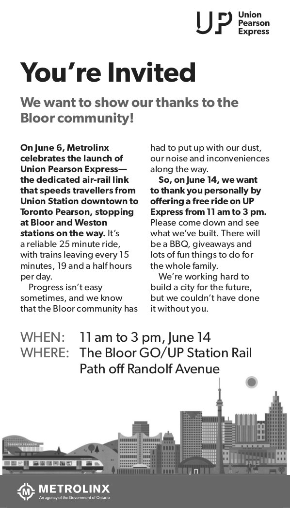 Bloor GO/UP Opening Event Flyer