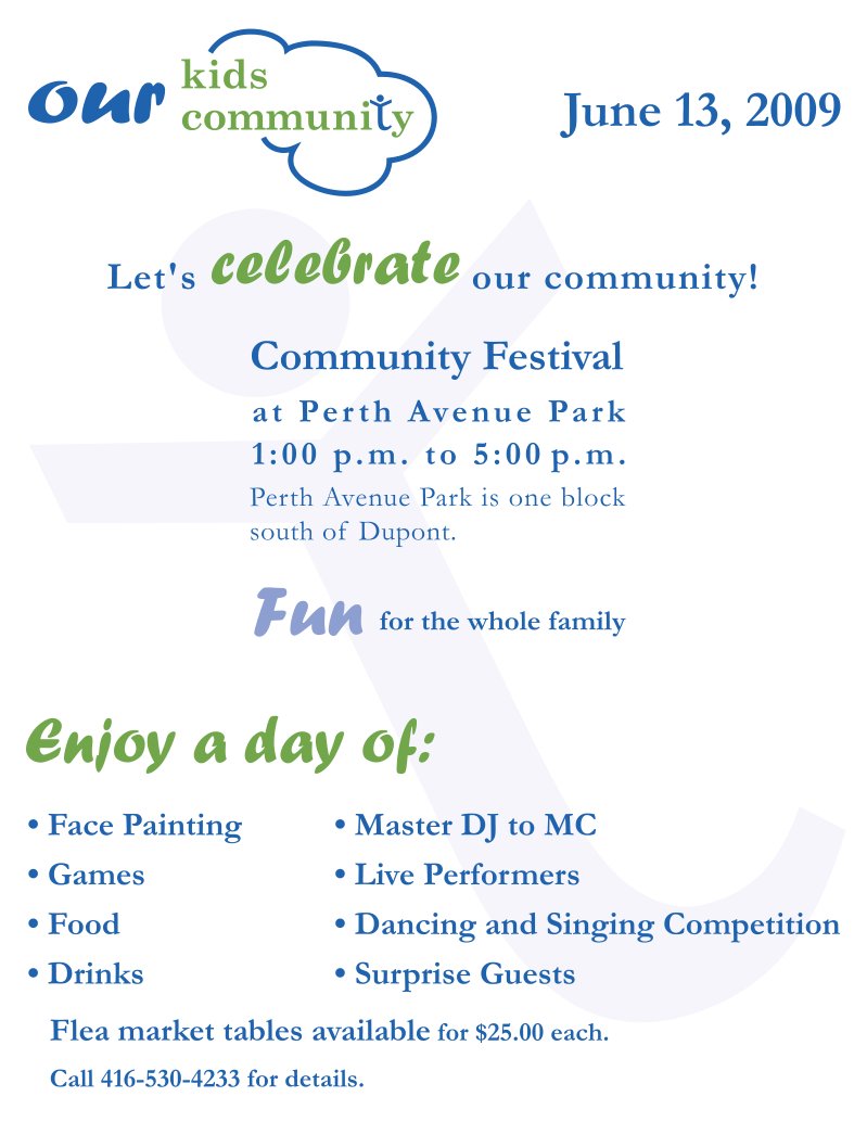 Poster for 2009 Perth Ave. Community Festival