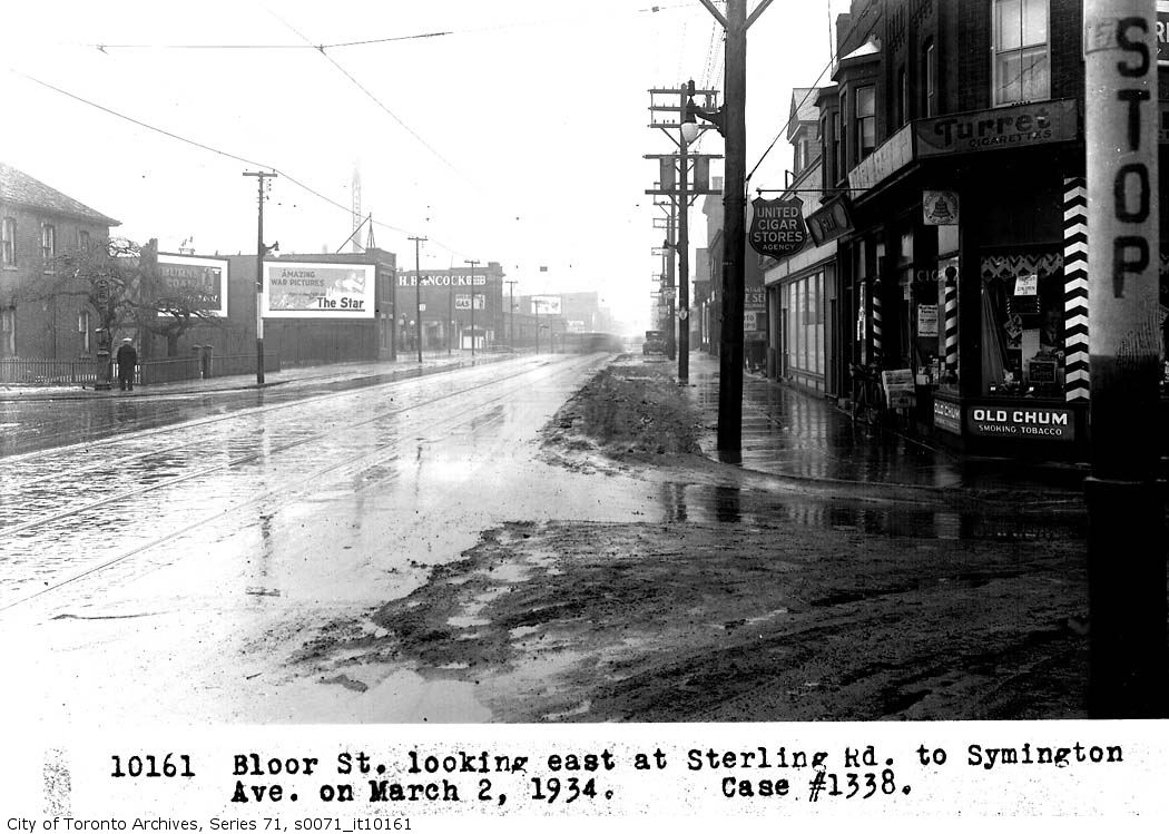Bloor St. at Sterling Rd.,  March 2 1934.