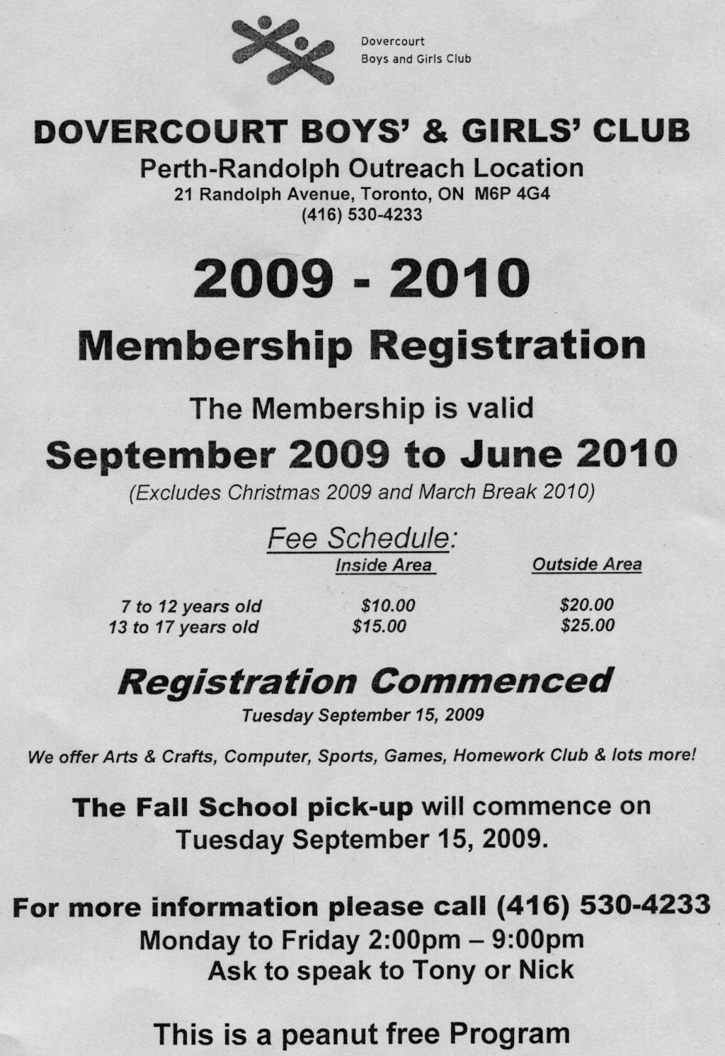 Boys and Girls Club 2009-10 Registration
