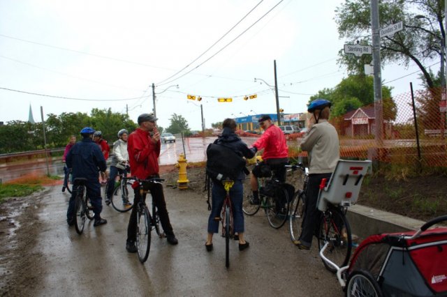  Taking a break at the south end of the Railpath, at the corner of Dundas St. and Sterling Rd.