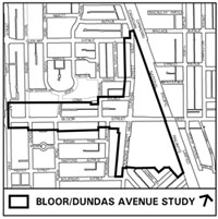Bloor Dundas Avenue Study: Bloor/Dundas Avenue Study Area.  map from the City of Toronto, June 2008.